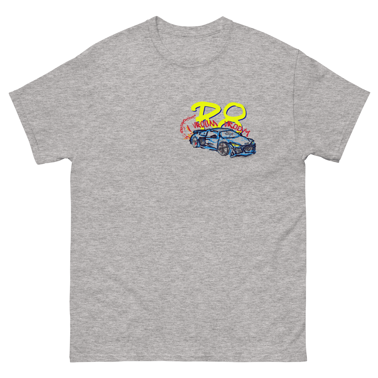 Audi R8 Sports Car Childish Collage Print T-Shirt - Very Expensive*