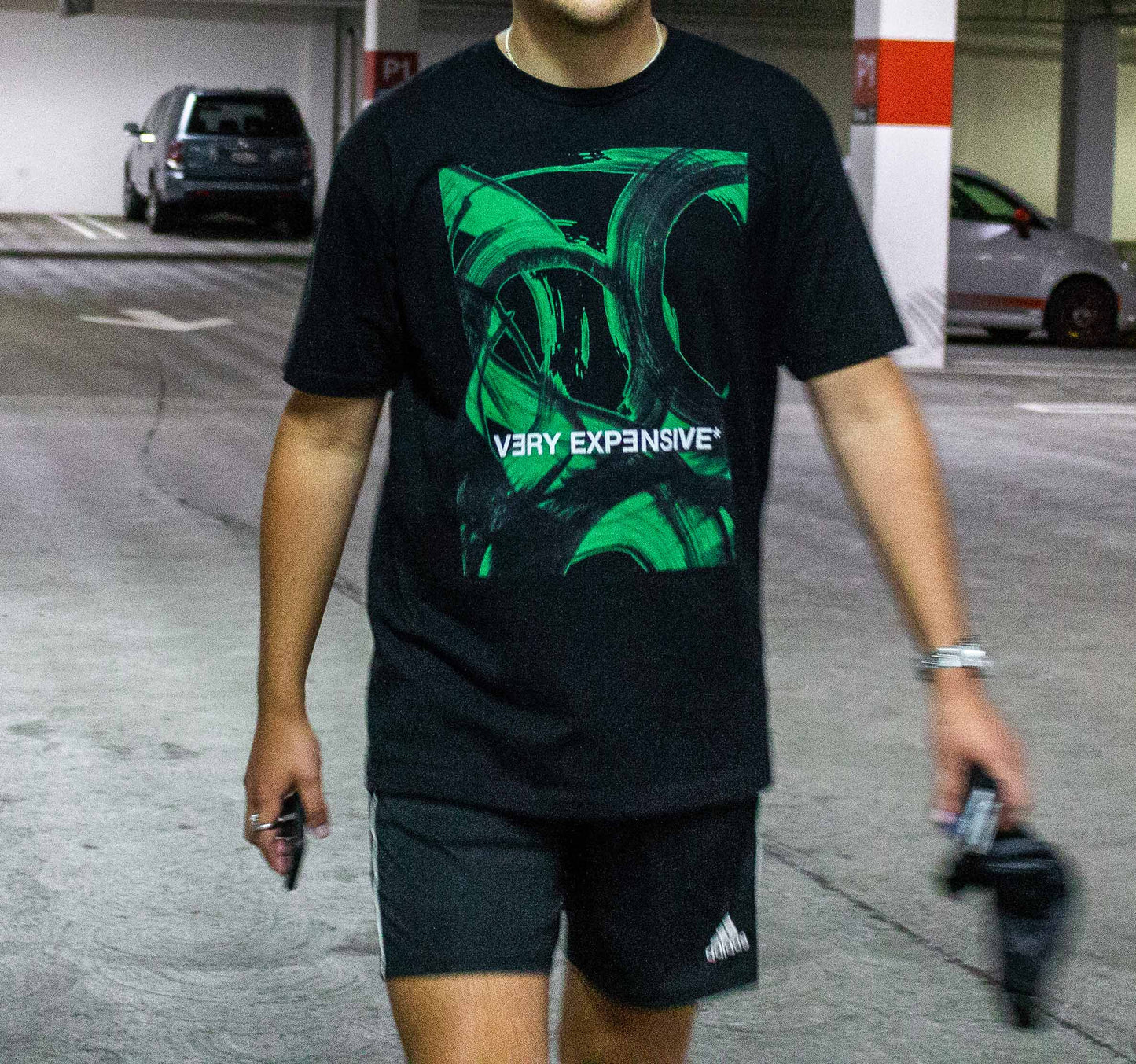 VE* Green Car Drift Donuts Print T-Shirt - Very Expensive*