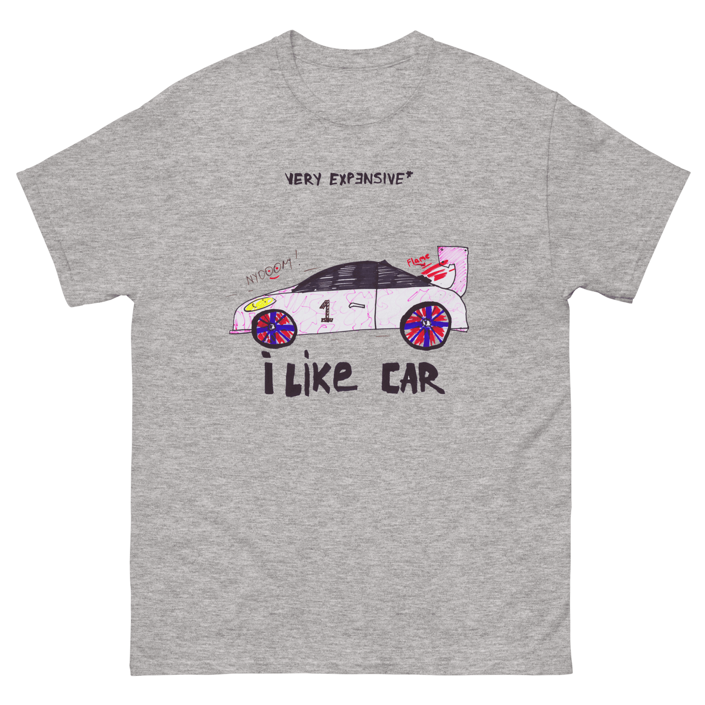 Childish Car Drawing T-shirt Design I Like Car / Very Expensive* - Very Expensive*