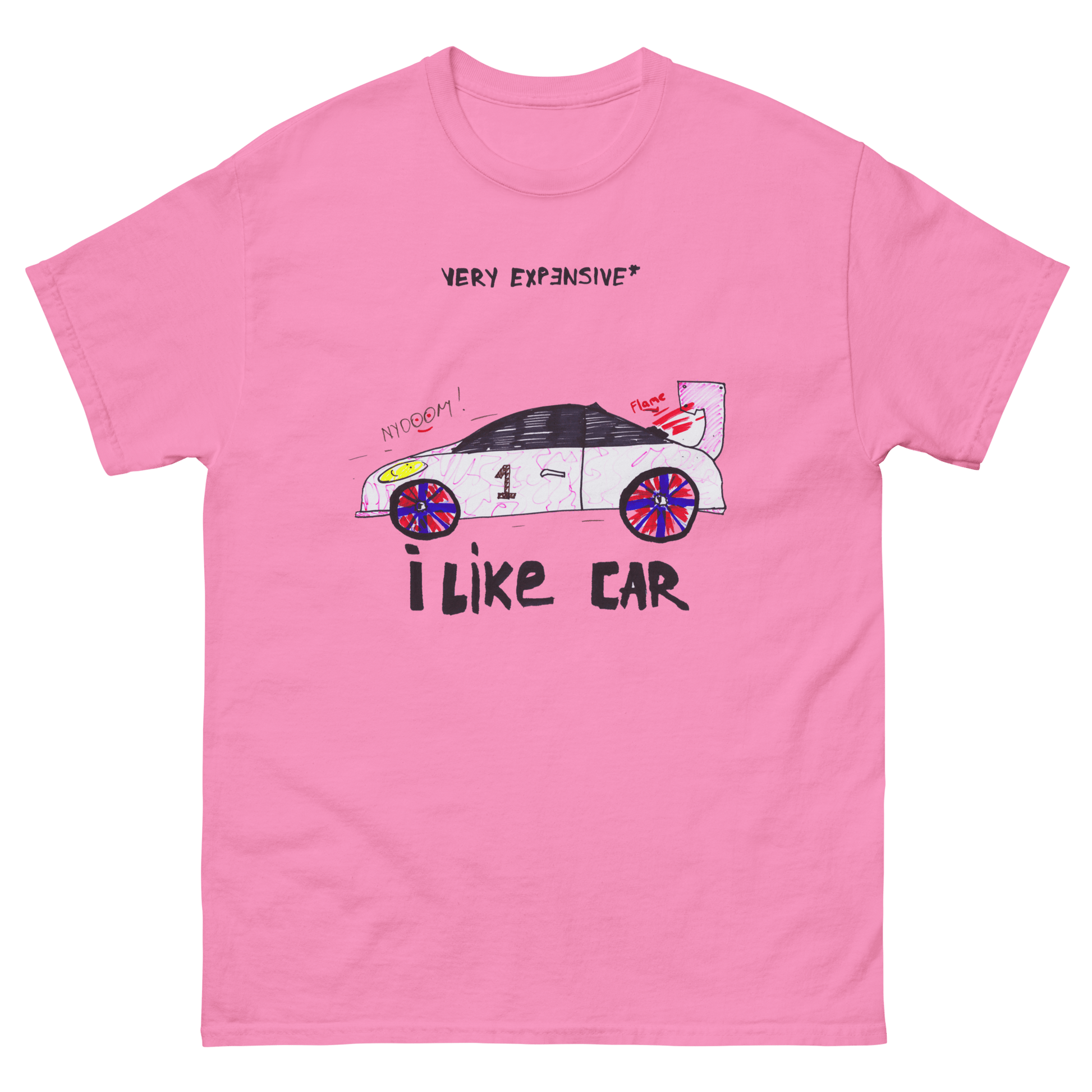 Childish Car Drawing T-shirt Design I Like Car / Very Expensive* - Very Expensive*