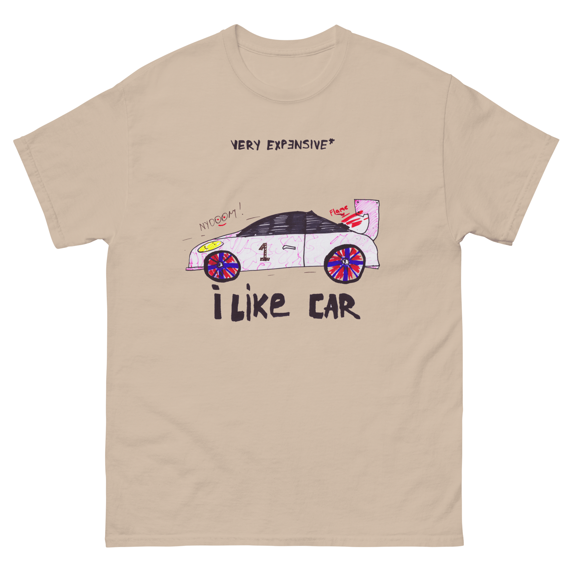 Childish Car Drawing T-shirt Design I Like Car / Very Expensive* - Very Expensive*