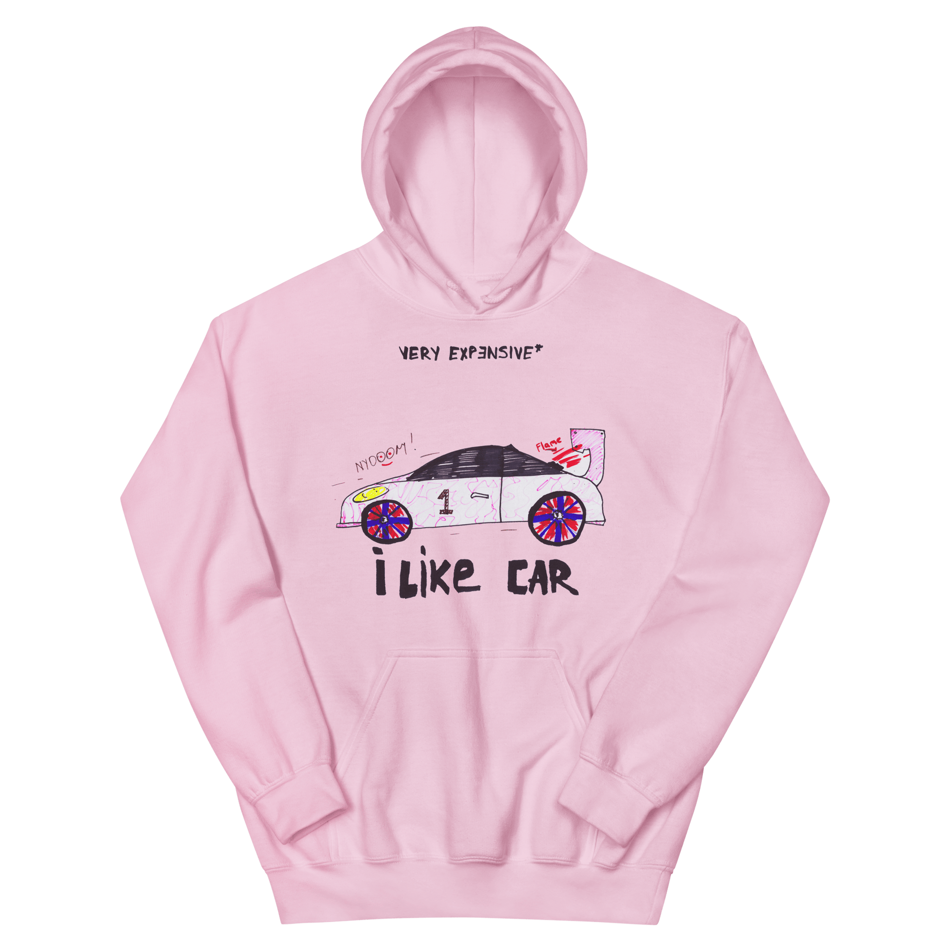 Childish Drawing Car Hoodie "I Like Car" - Very Expensive*