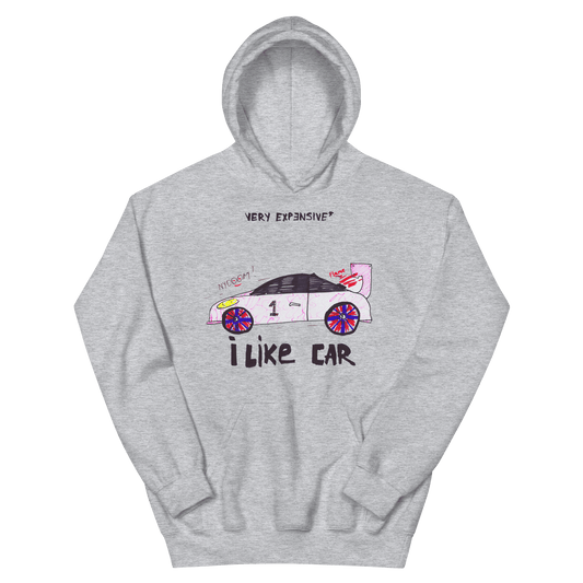 Childish Drawing Car Hoodie "I Like Car" - Very Expensive*