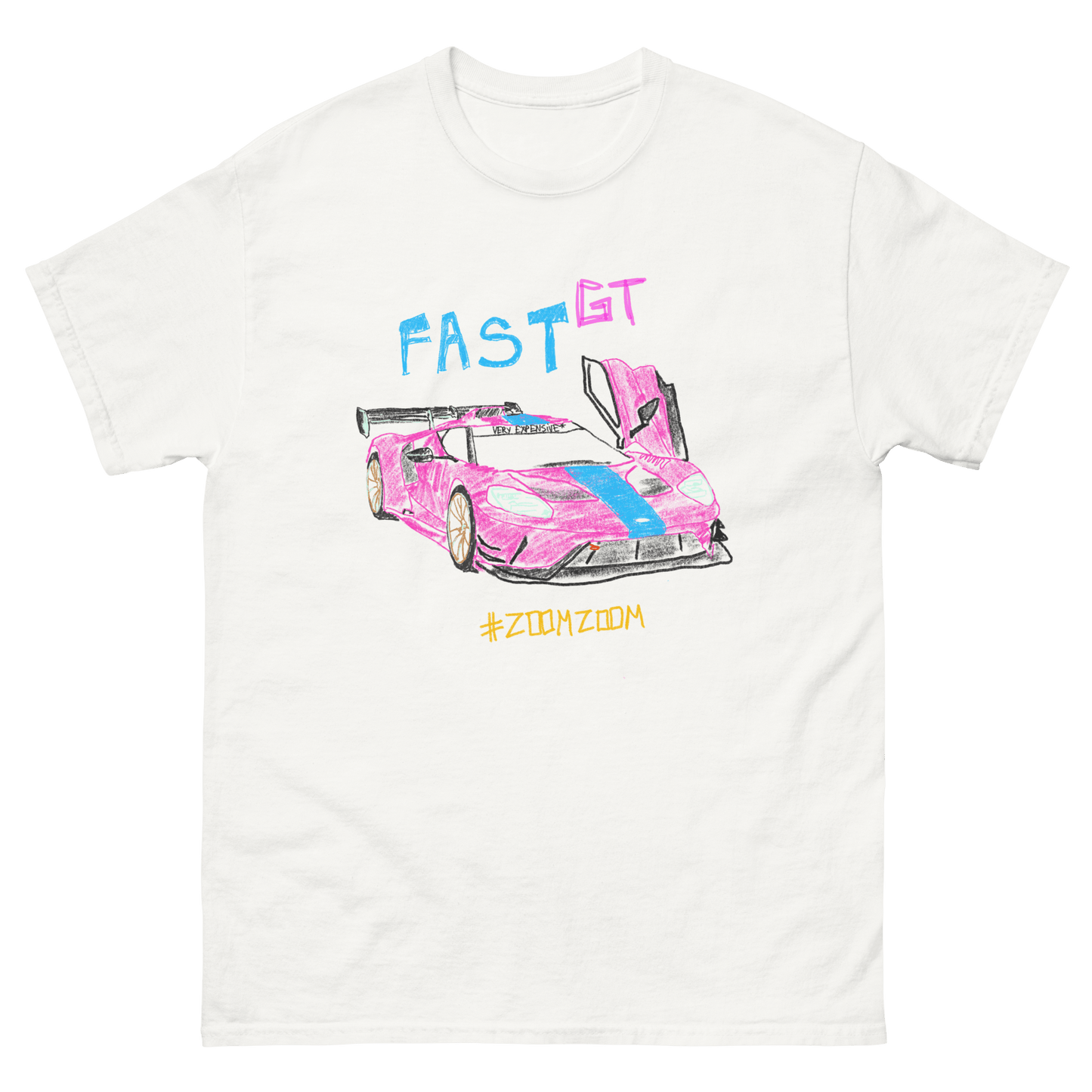 Fast GT Pink Ford GT Car Sketch T - Shirt - Very Expensive*