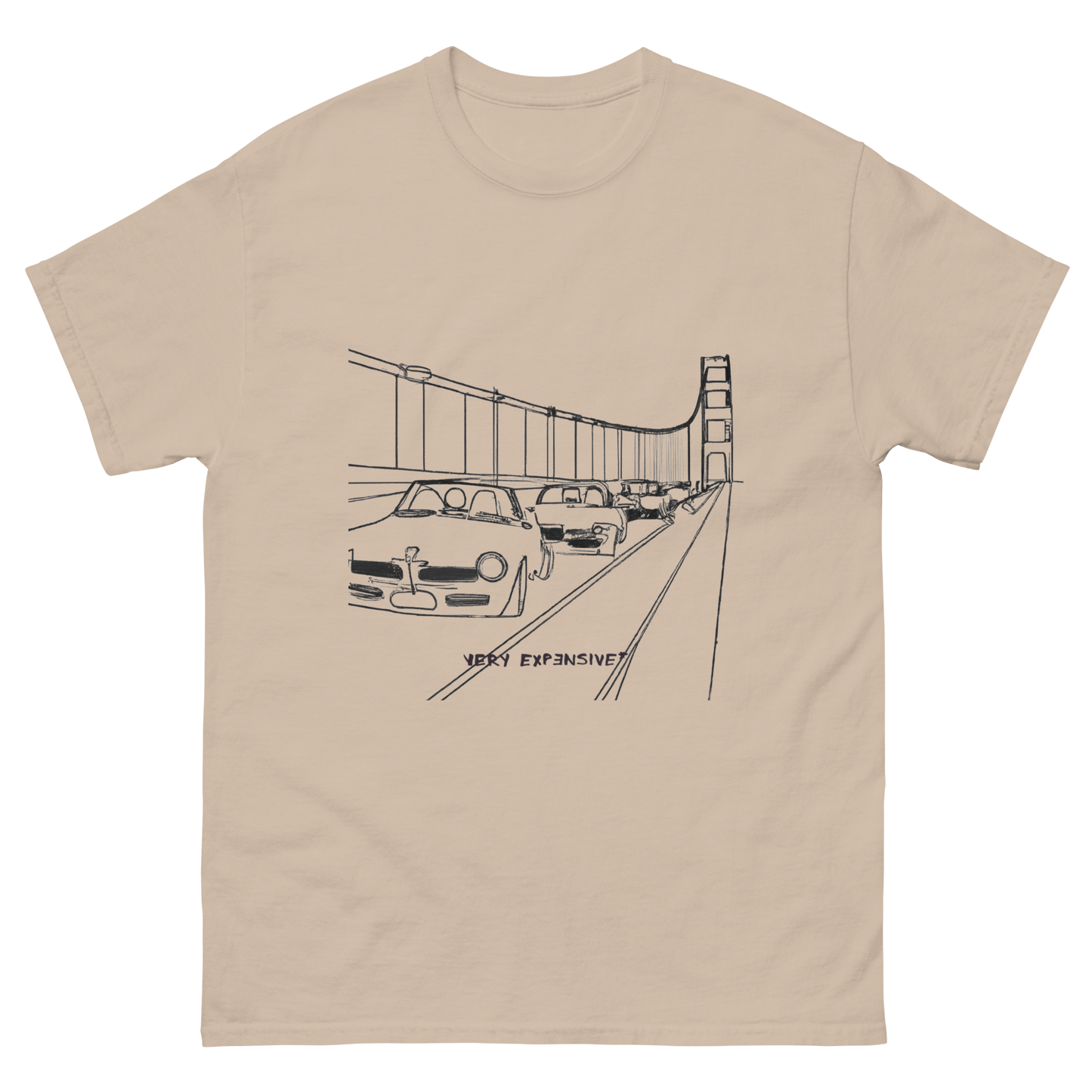 Line Art Golden Gate BMW Cruise Print T-Shirt - Very Expensive*