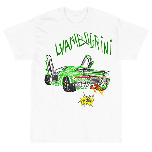 "LVAMBOGRINI" Sports Car Childish Drawing Print T-Shirt - Very Expensive*