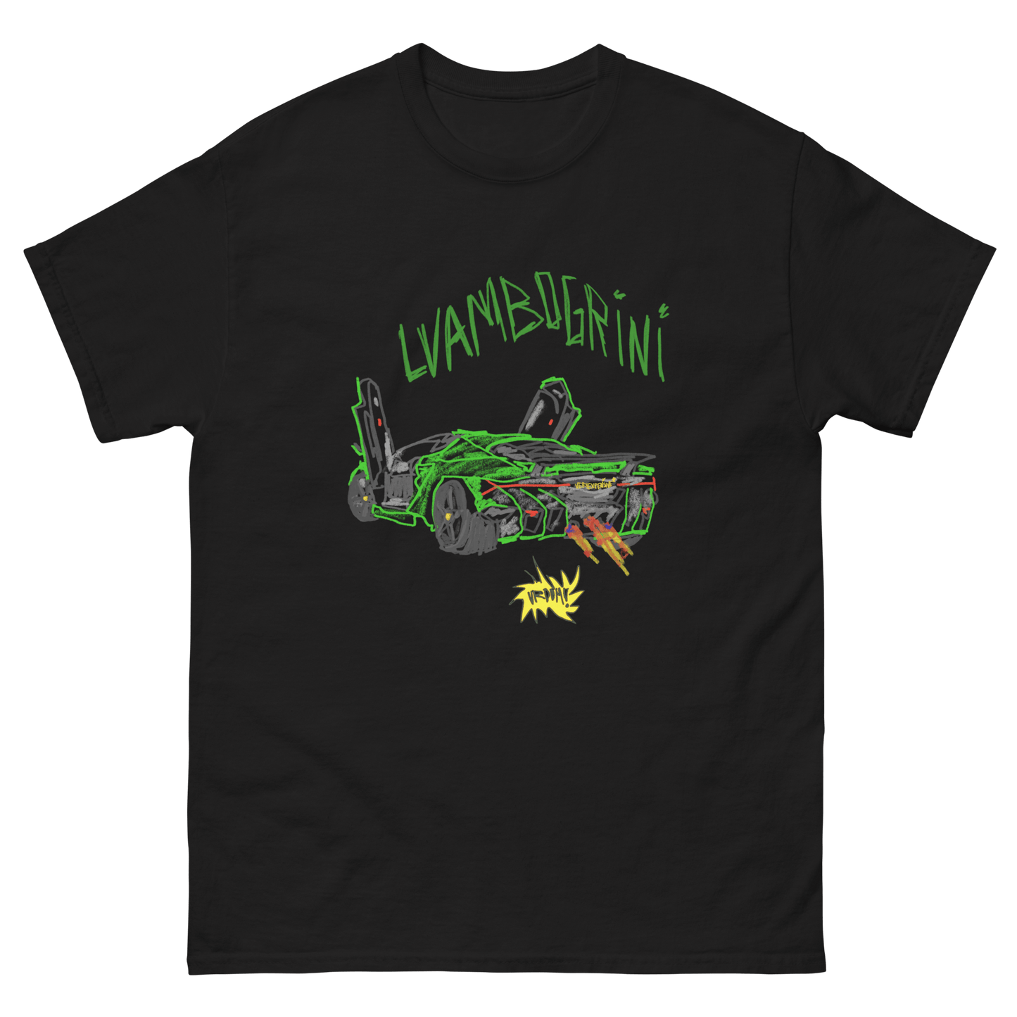 "LVAMBOGRINI" Sports Car Childish Drawing Print T-Shirt - Very Expensive*