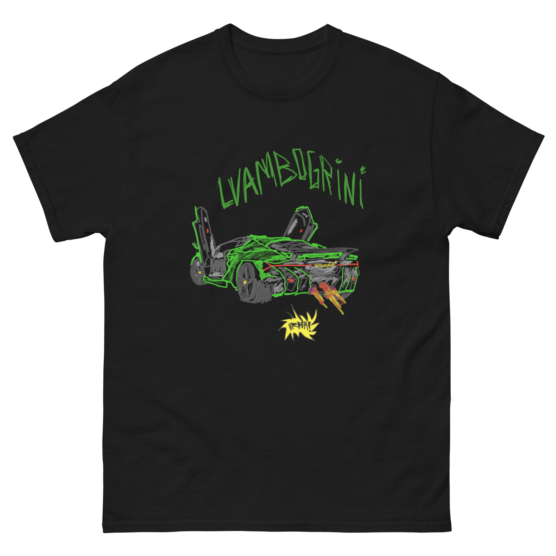 "LVAMBOGRINI" Sports Car Childish Drawing Print T-Shirt - Very Expensive*