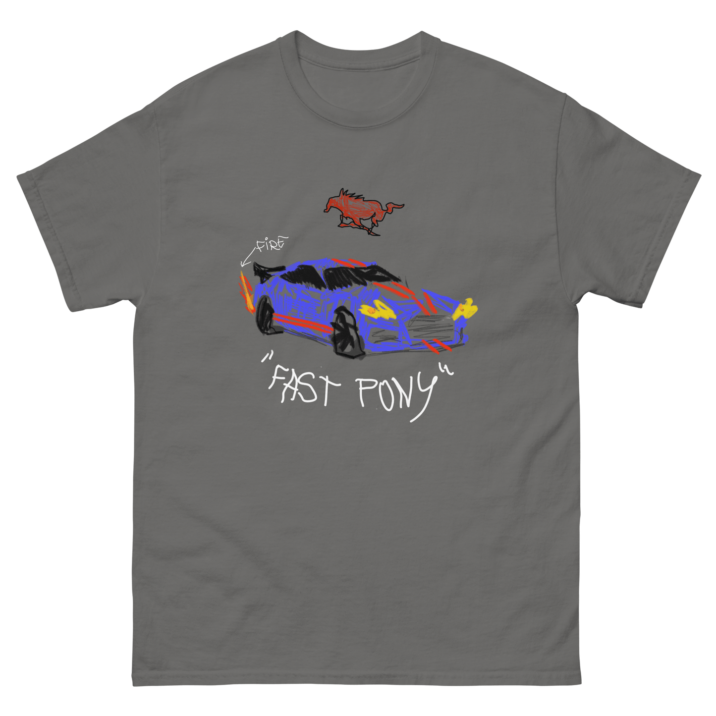 Mustang "Fast Pony" Childish Drawing Design T-Shirt - Very Expensive*