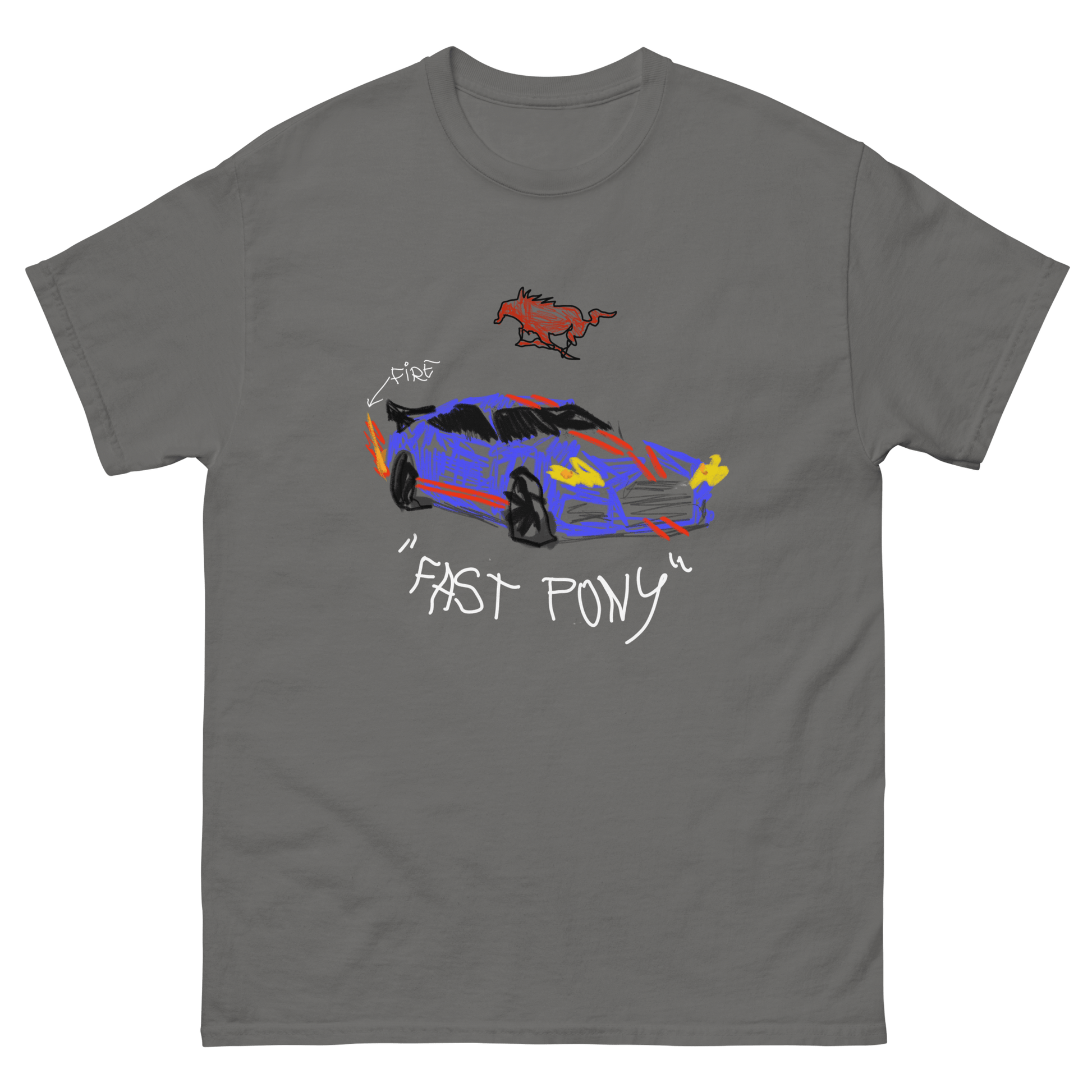 Mustang "Fast Pony" Childish Drawing Design T-Shirt - Very Expensive*