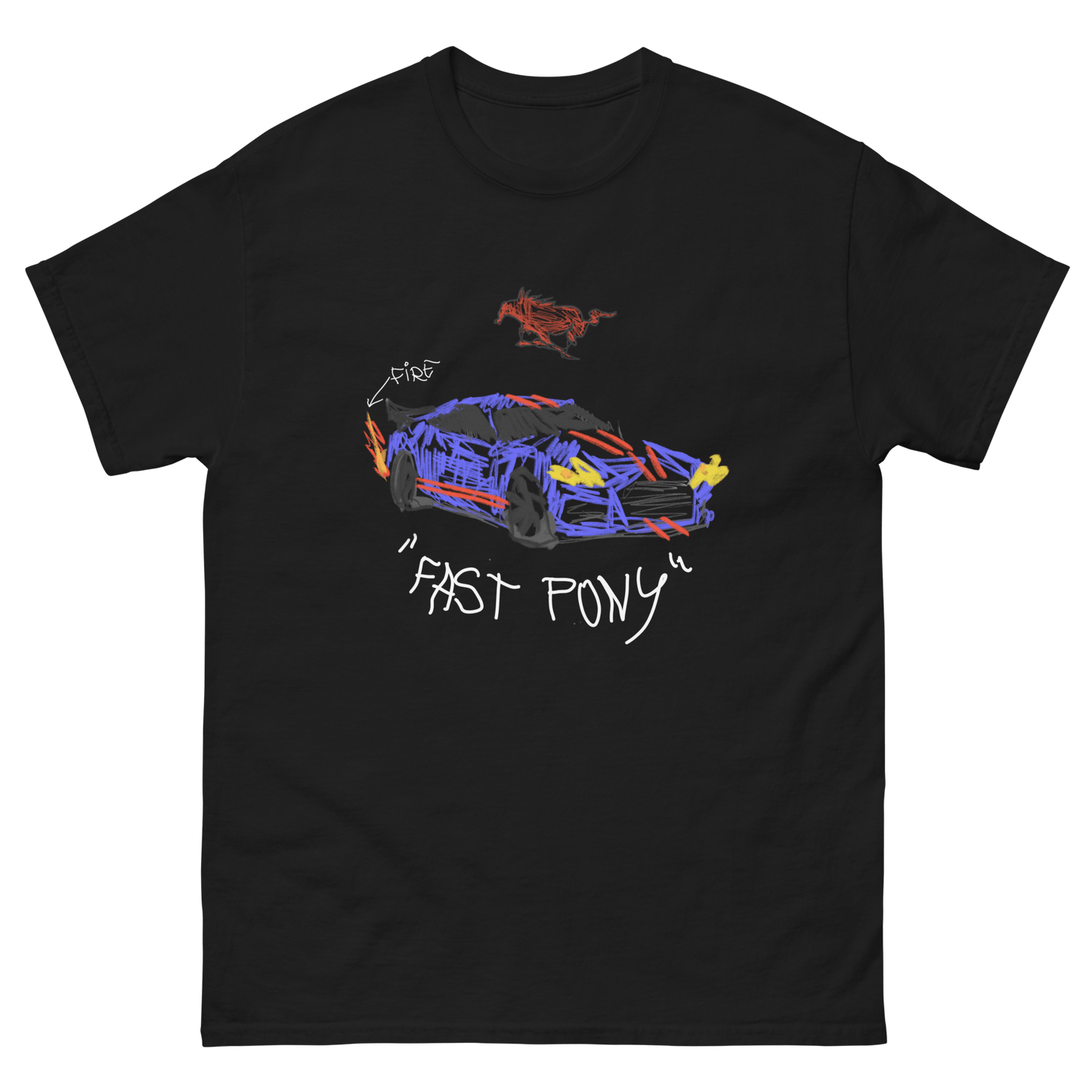 Mustang "Fast Pony" Childish Drawing Design T-Shirt - Very Expensive*