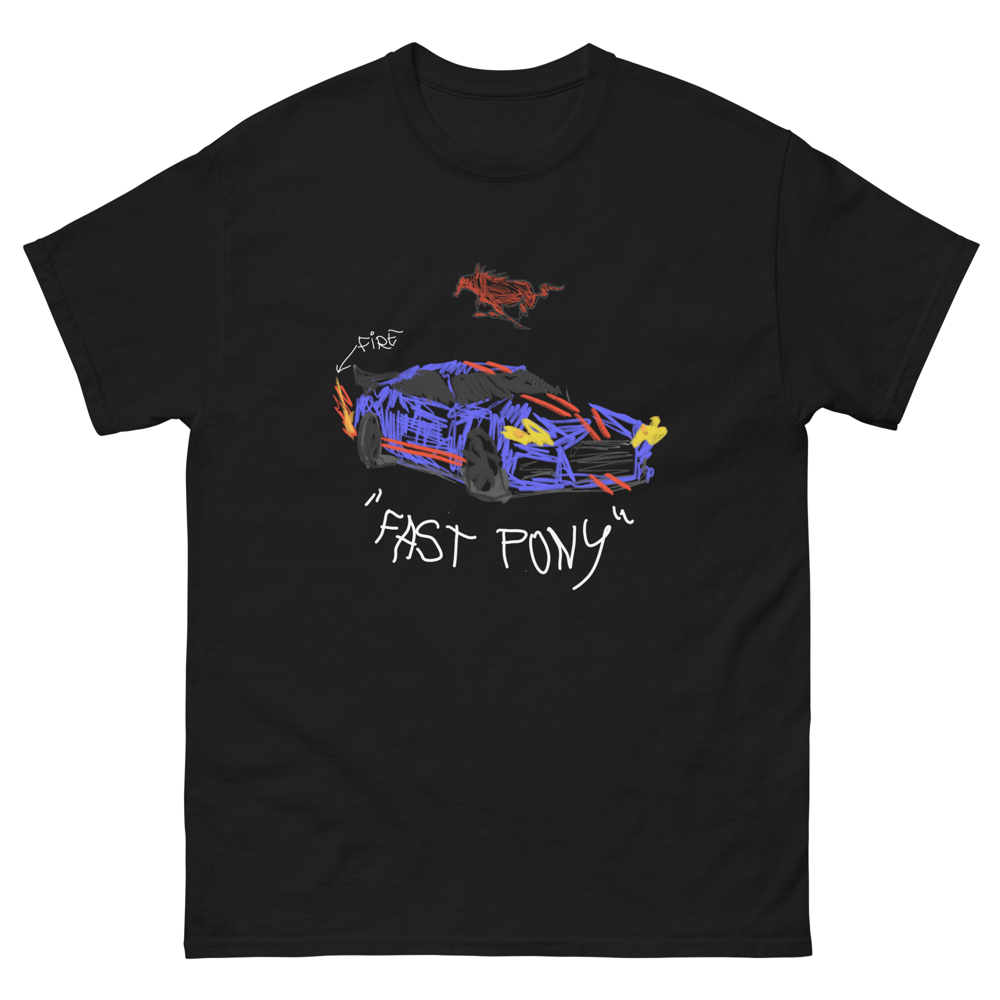 Mustang "Fast Pony" Childish Drawing Design T-Shirt - Very Expensive*