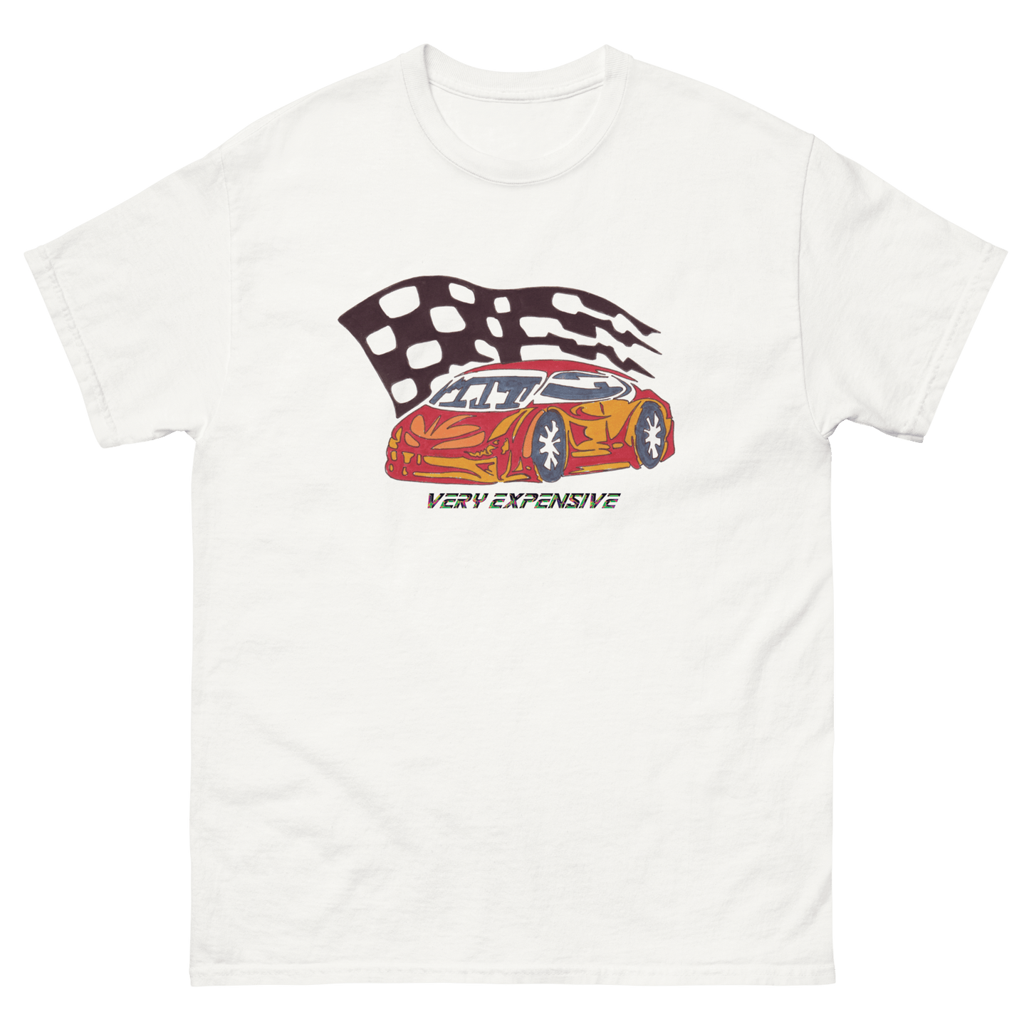 Red Cartoon Car Racing Print T-Shirt - Very Expensive*