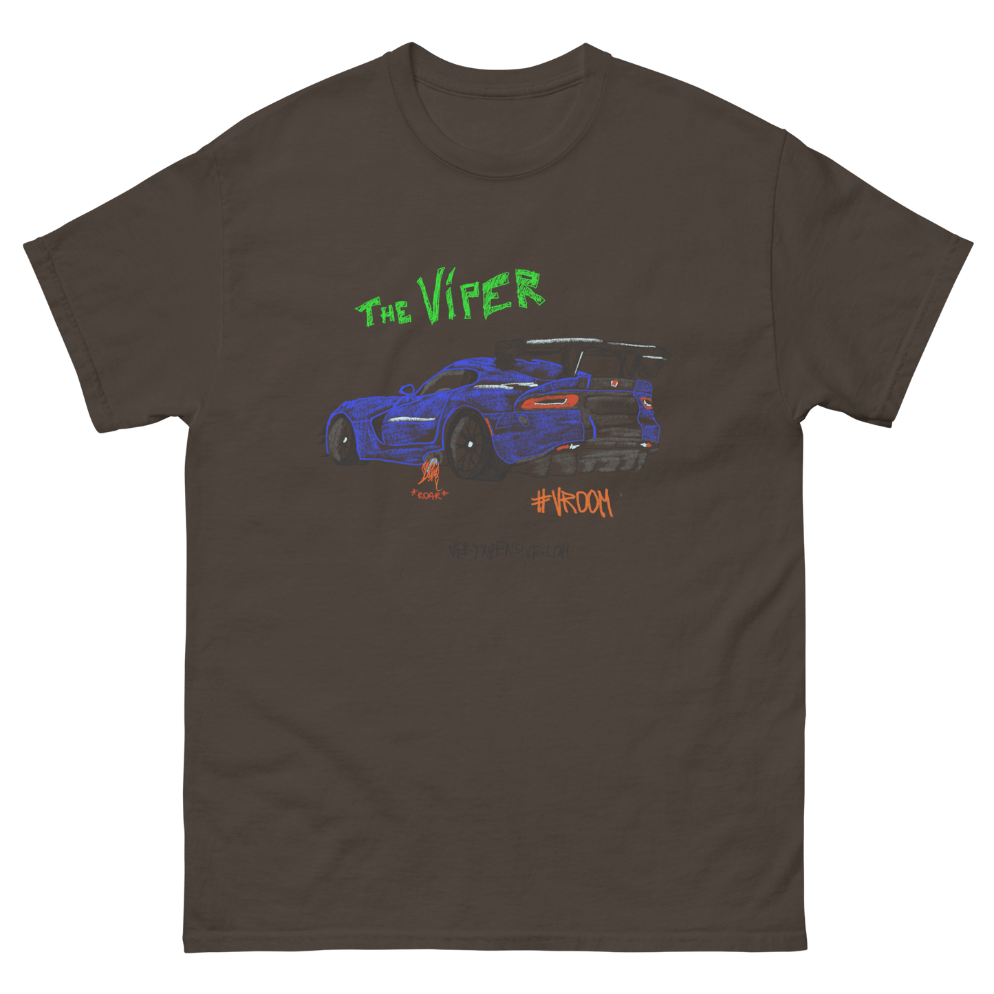 The Dodge Viper Car Sketch Print T-Shirt - Very Expensive*