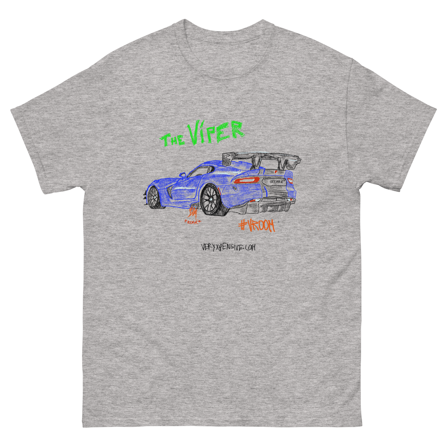 The Dodge Viper Car Sketch Print T-Shirt - Very Expensive*